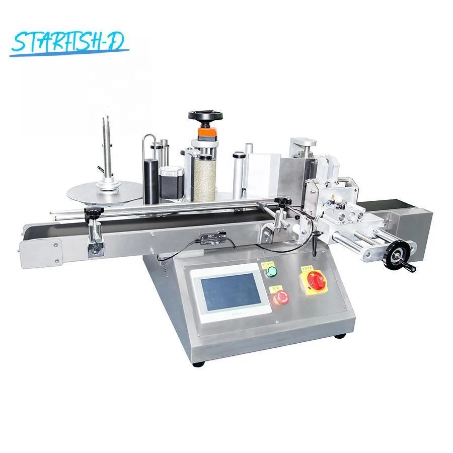 Automatic Tabletop Plastic Glass Round Bottle Labeling Machine Laundry Detergent Barrels Sticker Clamping Labeling Machine