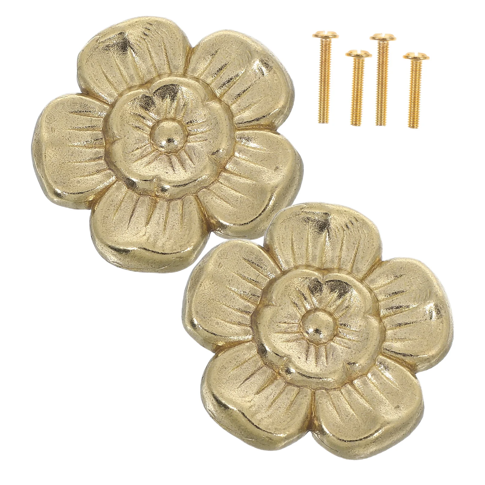 

2pcs Gold Brass Flower Cabinet Knobs Vintage Style Drawer Handles For Home Decor Dressers Wardrobes Furniture Hardware