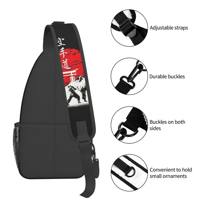 Budo Soul kárate Spirit-mochila cruzada de hombro para hombre, bolso de pecho personalizado para artes marciales, ciclismo, Camping, Daypack