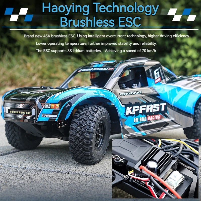 KF17 Bürstenloses, voll maßstabsgetreues 1:12-Hochgeschwindigkeits-RC-Auto, Allradantrieb, Geländemodell, Spielzeug mit kurzer Karte, Spannungskontrolle, Geschwindigkeitsauto