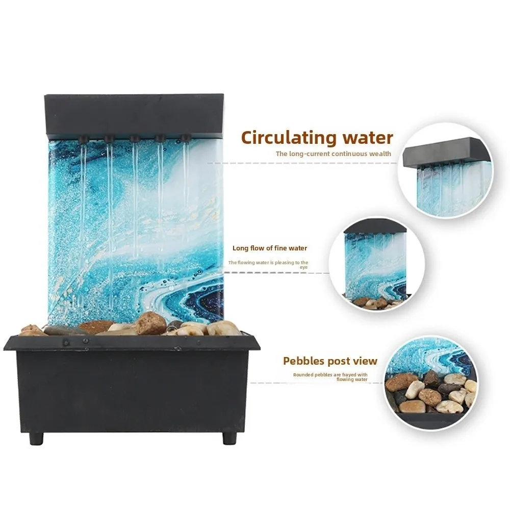 Circulating Water Flow Water Fountain Battery/Plugged in Micro Landscape Flowing Water Ornaments ABS Chinese Fengshui Waterfalls