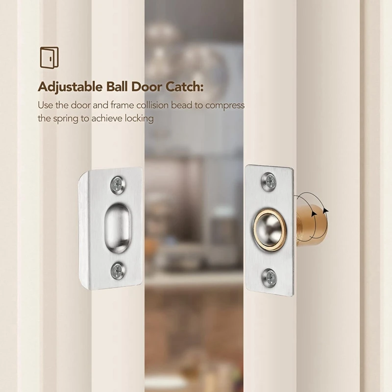 Chiusura per porta a sfera regolabile ABAE, chiusura per porta con cuscinetto a sfera per armadio, porta di chiusura per porte interne, confezione da 4