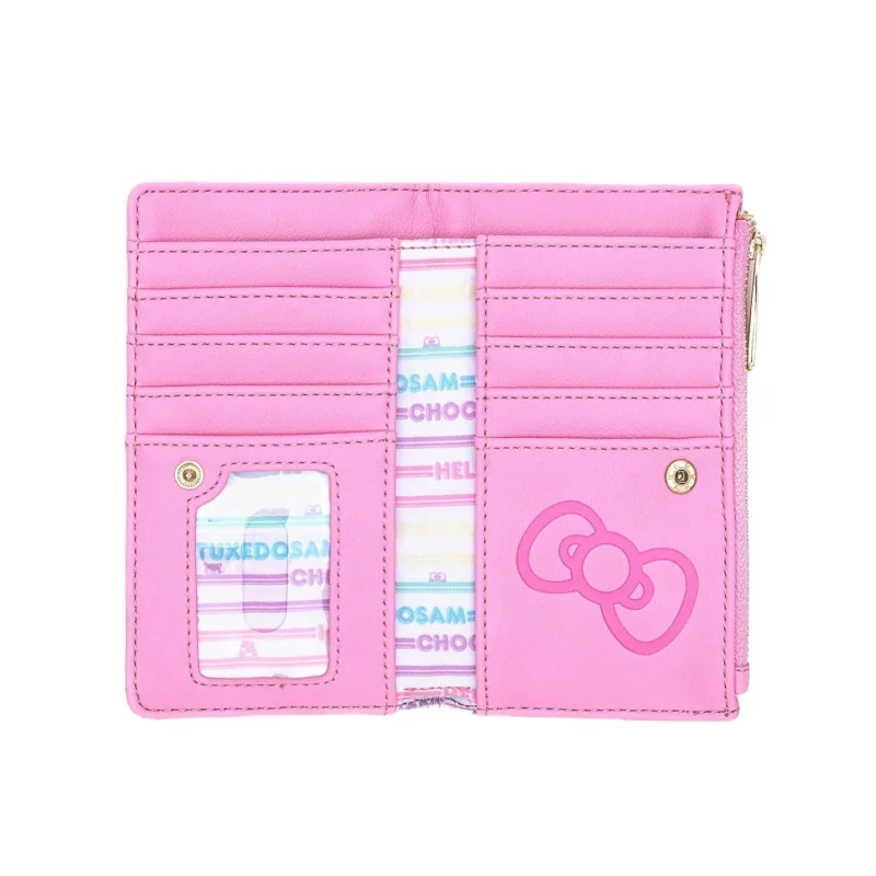 2024 New Loungefly Sanrio Hello Kitty Purse Clutch Purse Women\'s Purse Adult Birthday Gift Card Bag Double Fold Pink Coin Purse