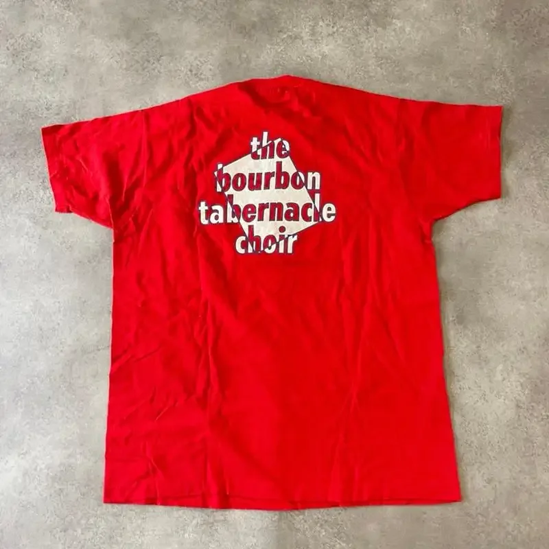Camiseta Mormon Bourbon Tabernacle Choir para hombre XL Vintage Rojo