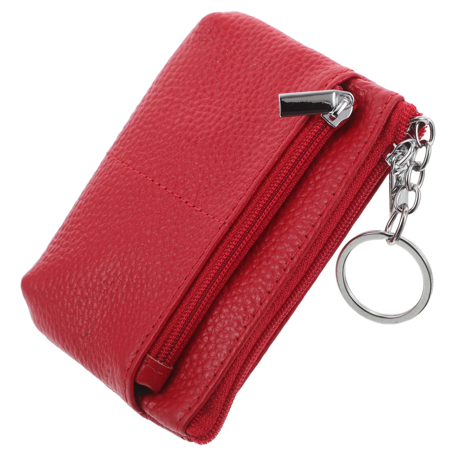 

Mini Wallet For Women Slim Cowhide Credit Card Holder With Keychain Zipper Small Change Purse Business Card Case