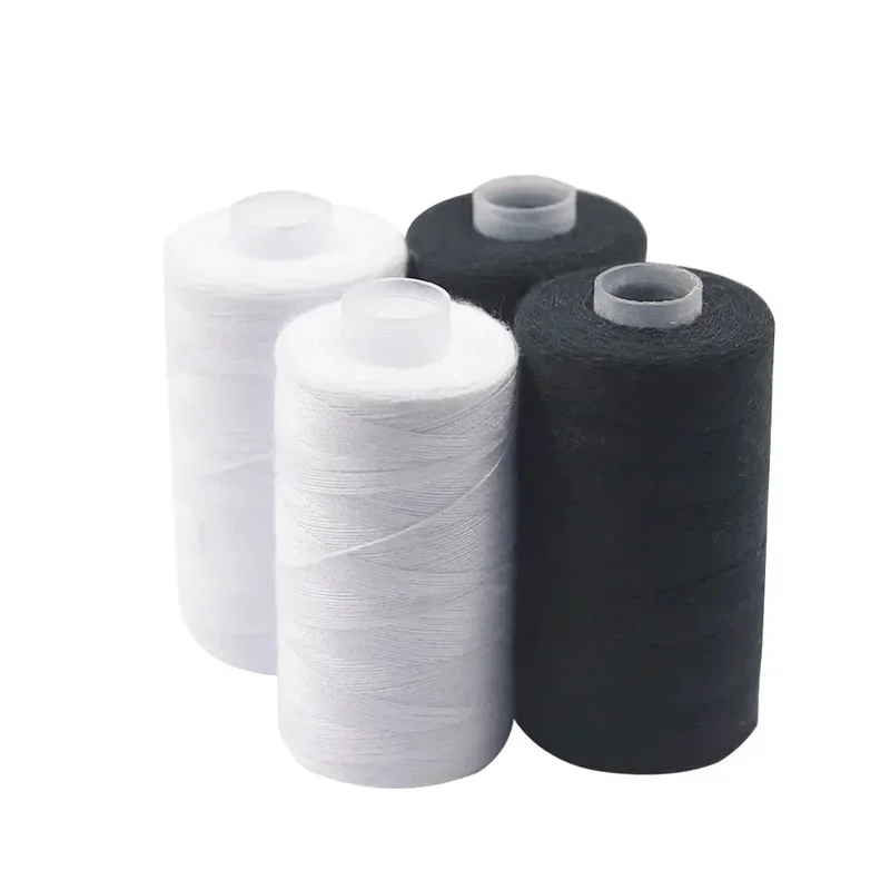 Ensemble de fils à coudre en Polyester, 2 pièces, 500M, solides et durables, fils à coudre noirs et blancs pour machines à main