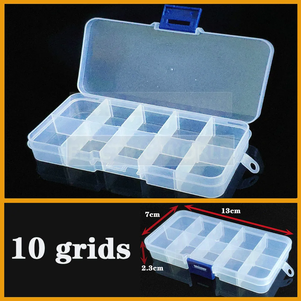 Caixa organizadora de plástico box10 grades, contêiner, contas, compartimento ajustável prático, joias, brinco, parafuso, caixa de armazenamento