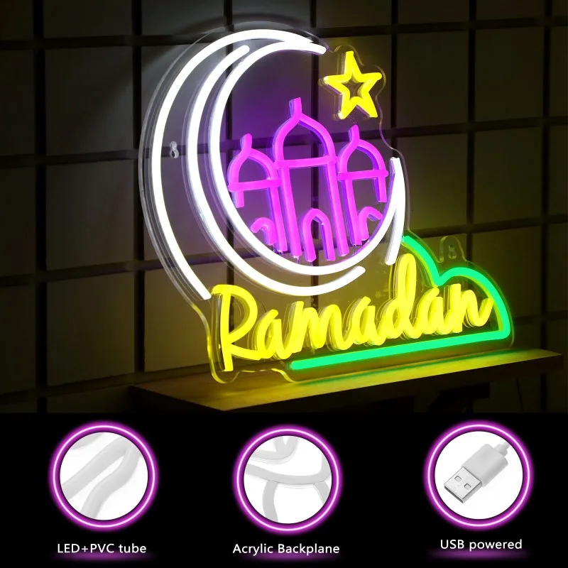 Moon Castle tanda Neon dekorasi dinding jendela menyala, perlengkapan hadiah ulang tahun kantor kafe kamar tidur rumah