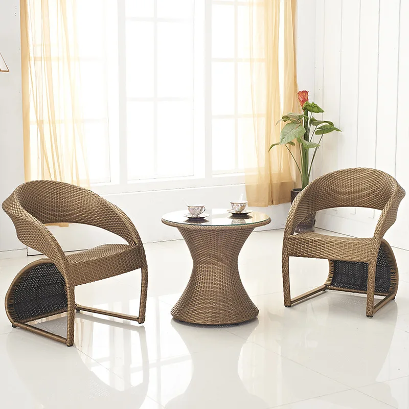 

Outdoor rattan chair small coffee table three-piece balcony courtyard table and chair leisure rattan modern simple table