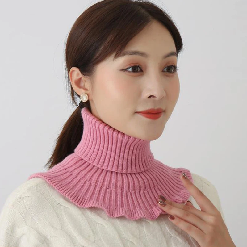 New Knitted Neck Collars Solid Turtleneck Faux False Blouse Top Collar Detachable Scarf Warm Winter Windproof Wrap Scarf Ruffles