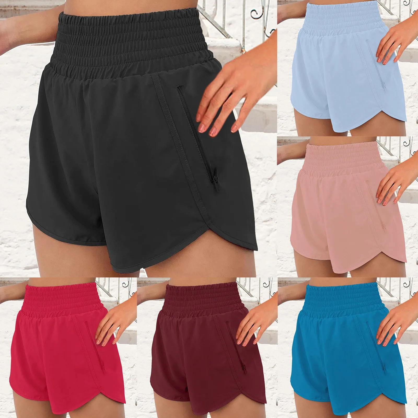 

Women'S A-Line Shorts Spring Summer High Elastic Waist Yoga Sports Mini Pants Wide Leg Hot Shorts Solid Trousers Fashion Cortos