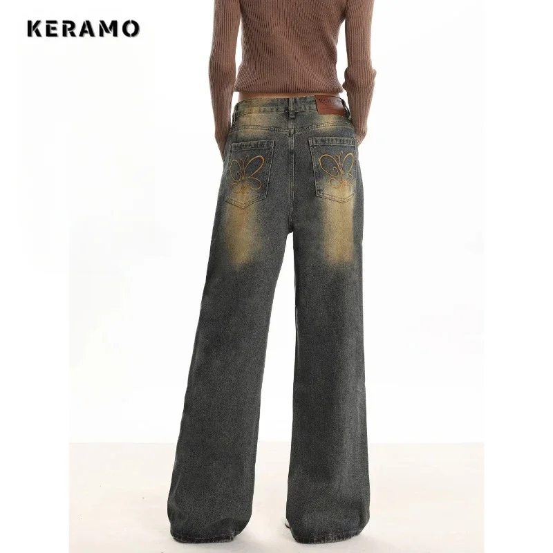 

American Retro High Waist Oversized Jeans Pants For Women Casual Baggy Y2K Wide Leg Grunge Street Vintage Denim Trouser