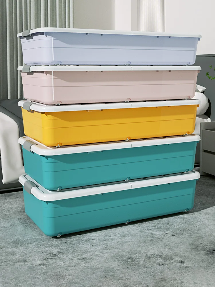 

Underbed Storage Box Home Use Plastic Wheel Dormi Miscellaneous Bed Tail Storage Box Wardrobe Kitchen Study Double Door