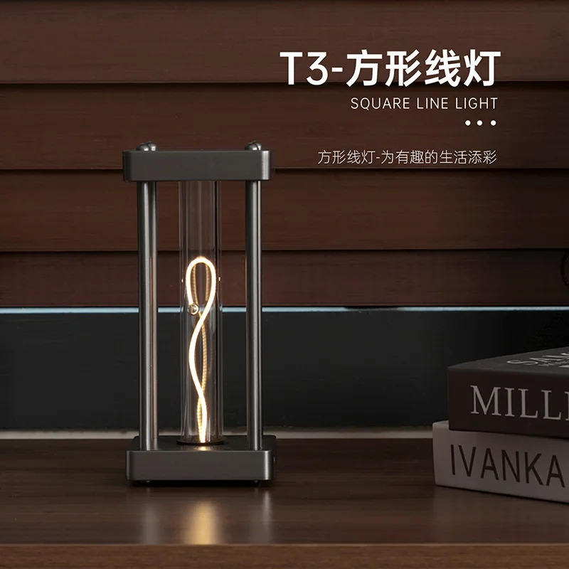 

Geometric Square Line Light Quantum Night Lamp Bedroom Decor Ambient Living Room Gift