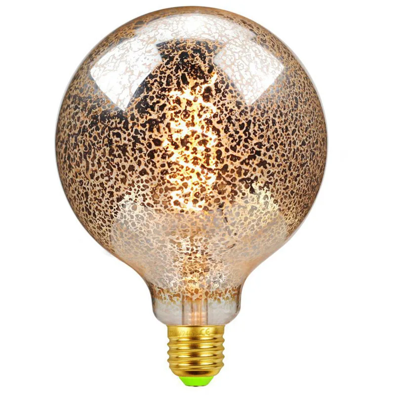 G125 Flashing Gold Silver LED Filament Lamp Antique Bar Retro Decoration Lamp 220V 4W E27