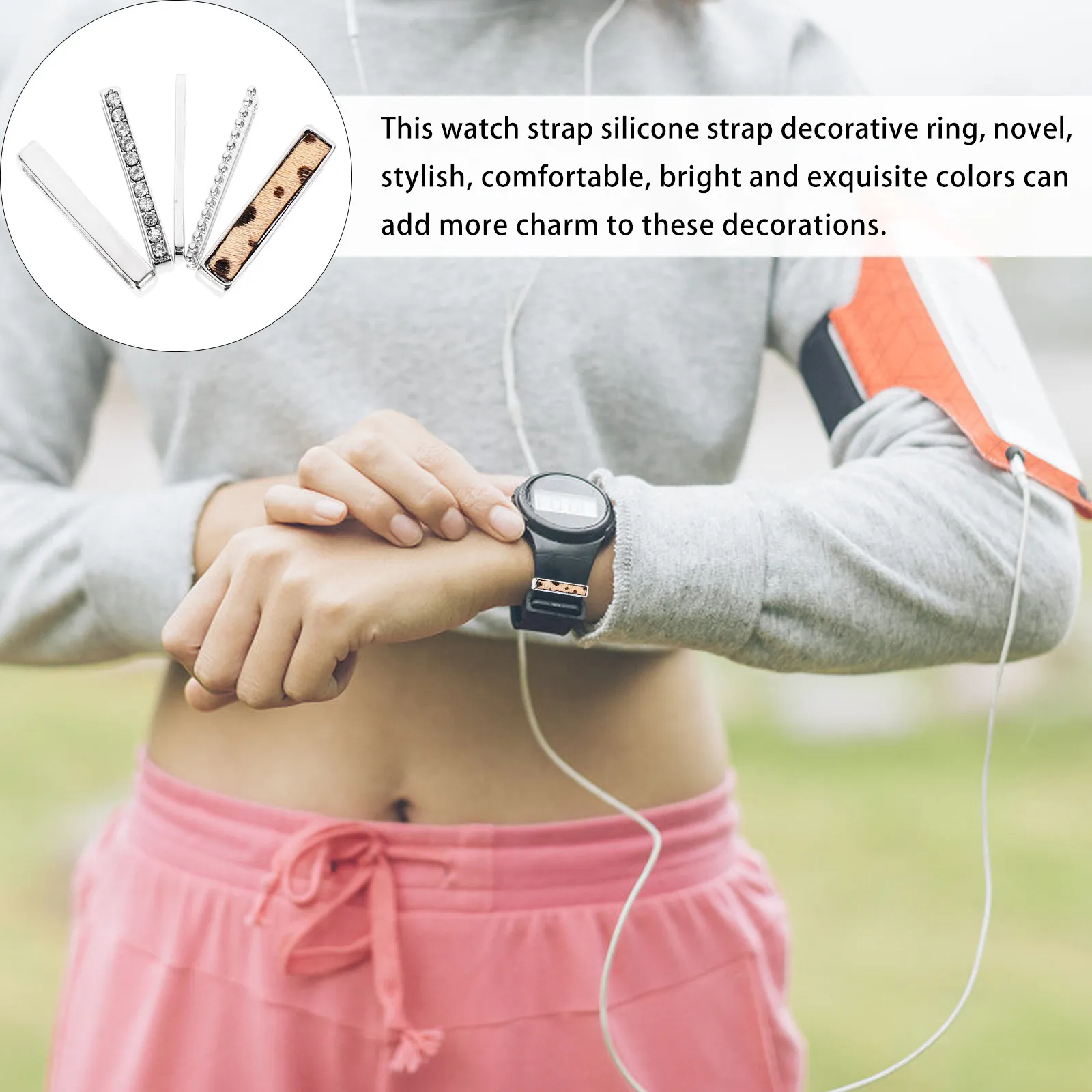 5Pcs Watch Strap Charms Zinc Alloy Decorative Rings Loops for Smartwatch Band Personalized Wristband Decoration Gift