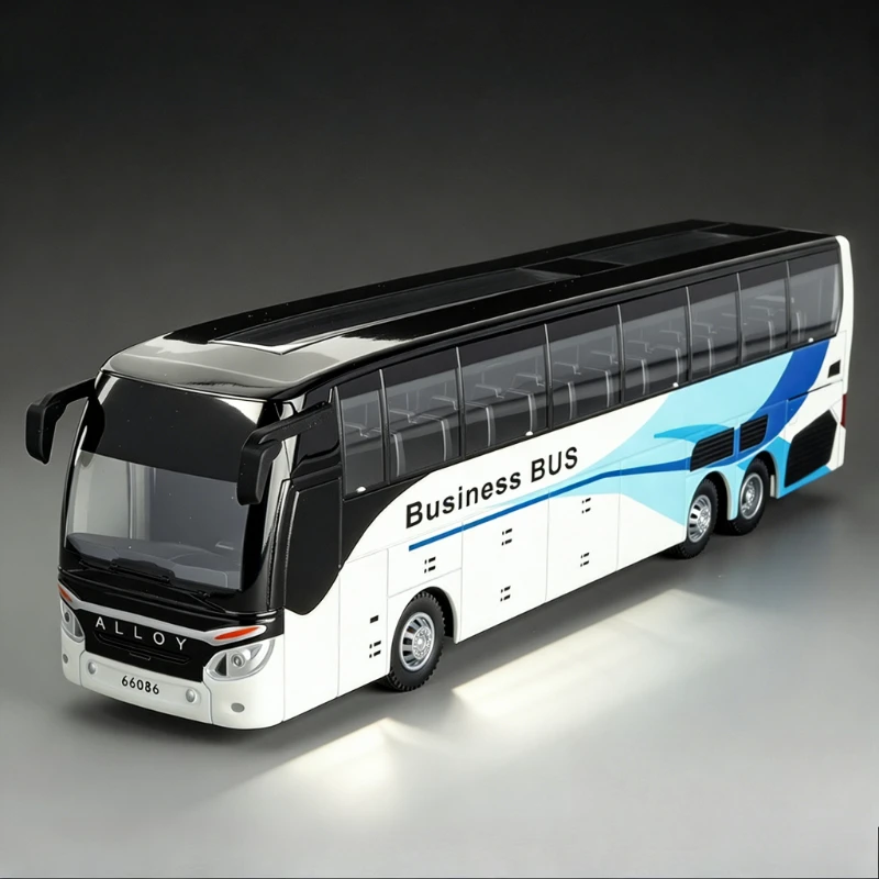 

Simulation 1:30 business long distance single deck alloy bus car model ornament children's toy gift