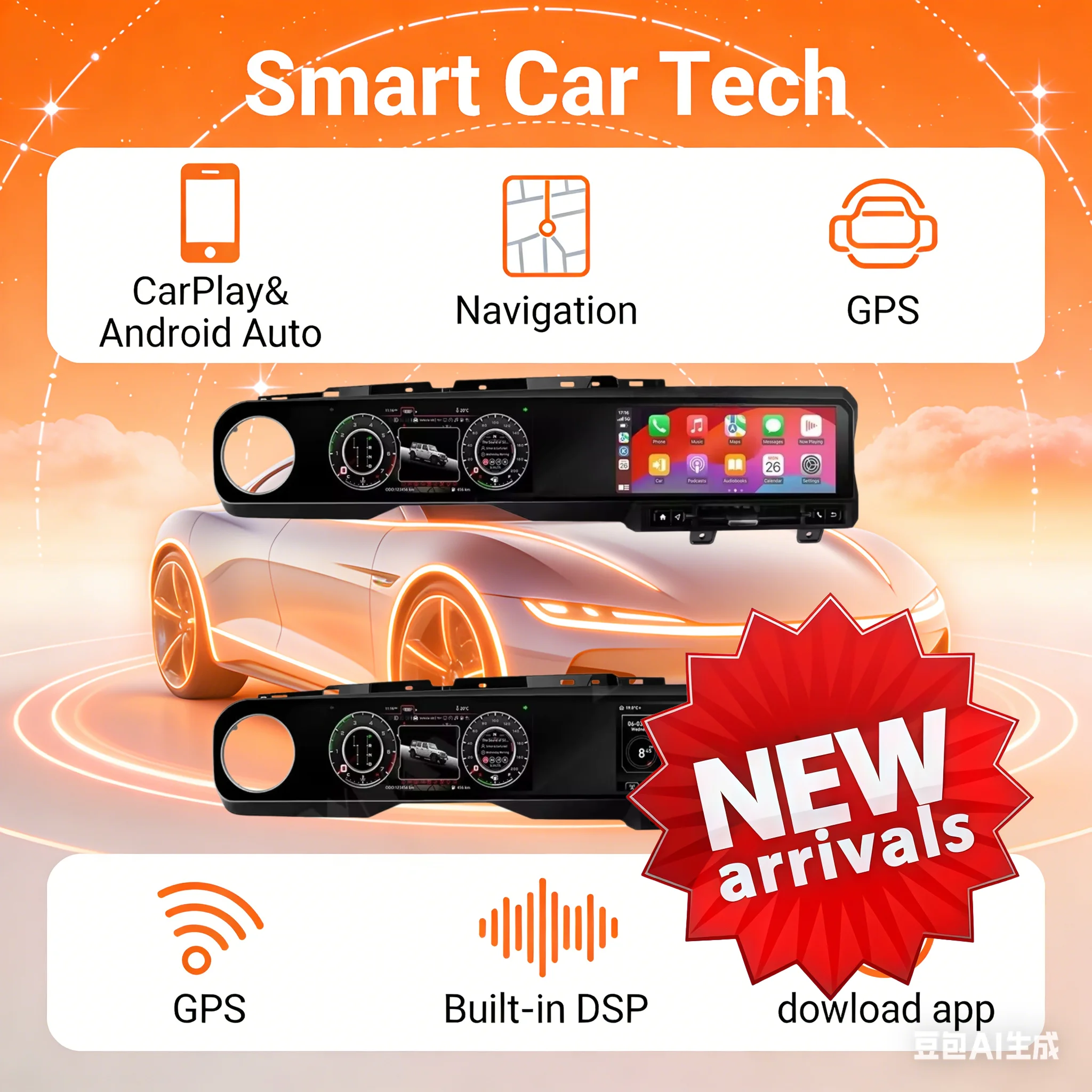 

24,6-дюймовый Android-экран с двумя дисплеями для Jeep Wrangler 2018-2022, Carplay, LCD-панель приборов, автомобильная магнитола, видеоплеер, мультимедиа, навигация