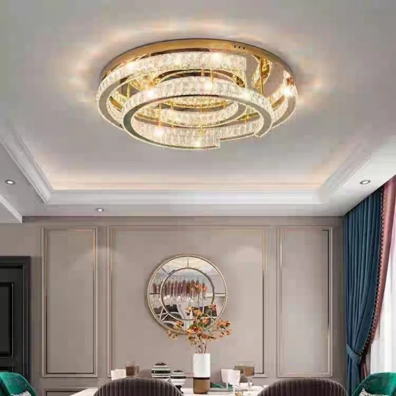Modern Living Room Crystal Light Simple And Elegant Light Luxury Room Bedroom Dining Room Circular Ceiling Light