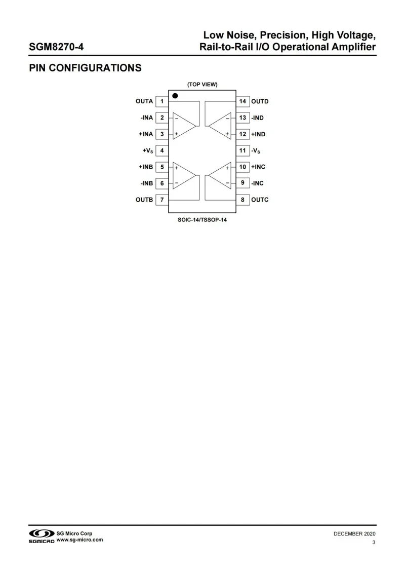 

10 шт./шт. SGM8270-4XTS14G/TR, SGM8270, низкий уровень шума, точность, высокое напряжение, операционный усилитель ввода-вывода Rail-to-Rail, электроника