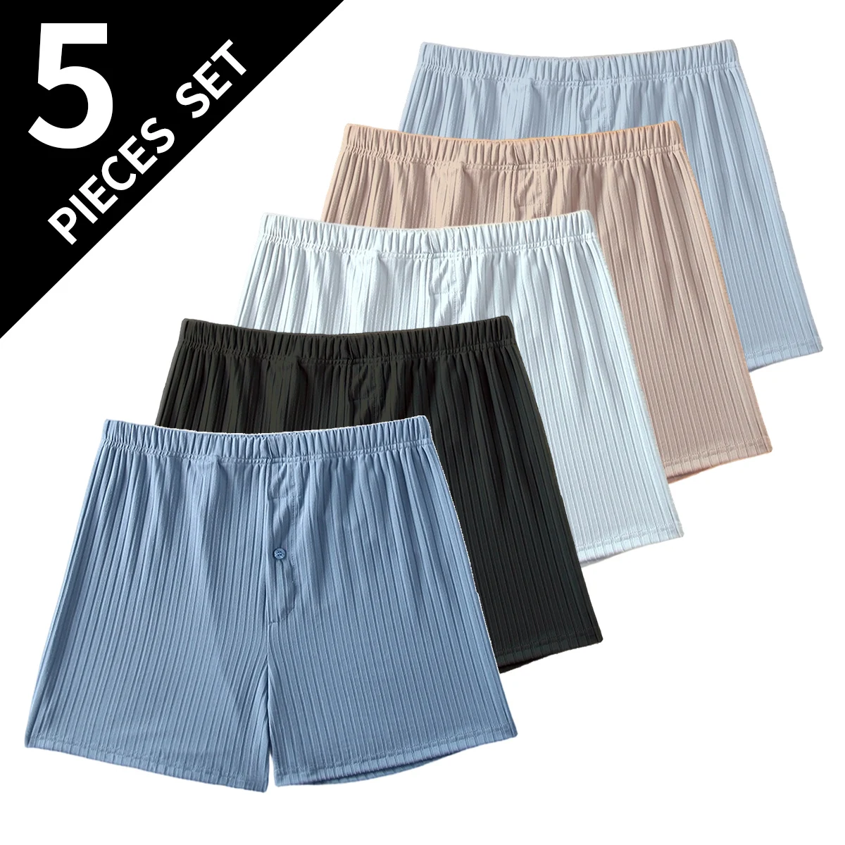 

Комплект из 5 мужских однотонных брюк Aro с полосками, удобные брюки больших размеров с прямым кроем, свободные домашние шорты, пляжные шорты.