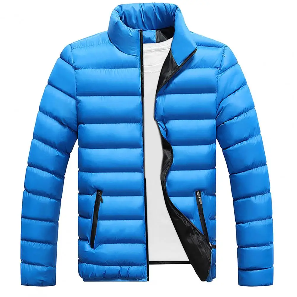 Slim Winter Men Thick Coats Waterproof Solid Color Stand Collar Male Windbreak Cotton Padded Down Jackets Casual Mens Outwear