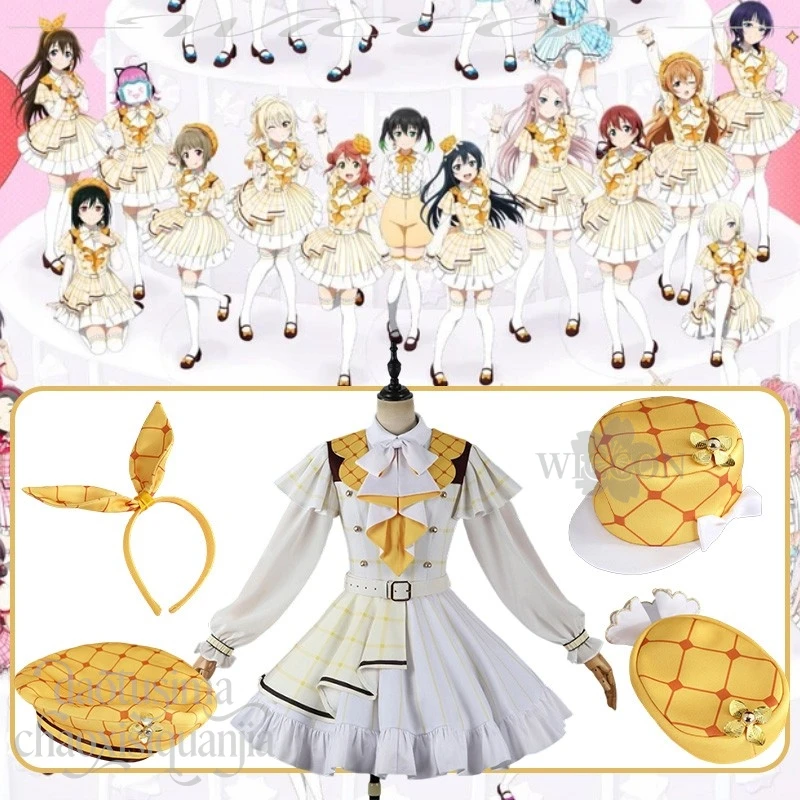 

Anime Game LoveLive! 15th Anniversary Cosplay Nijigasaki High School Idol Club New Outfit Kawaii Idol Yellow White Cake Dress JK