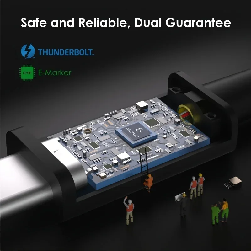 HANNUO Thunderbolt 5 Cable 120Gbps PD 240W Data Cable Braided Fast Charging Single 4K@540Hz Dual 8K@120Hz Type C Transfer Cable view 4