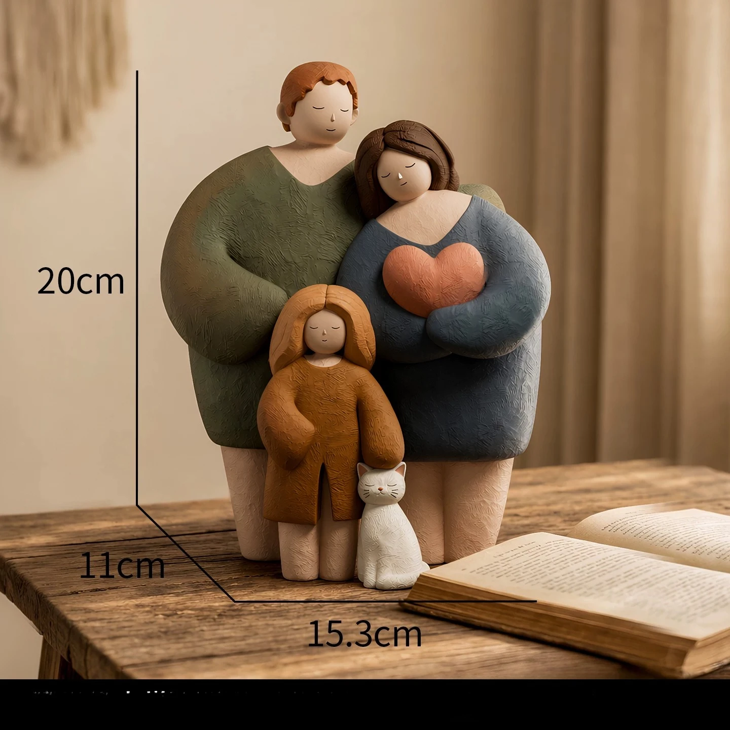 Vintage Family of Three Resin Figurine,Retro Artistic Living Room Decor,TV Cabinet Console Table Ornament,Home Shelf Accent Gift view 6