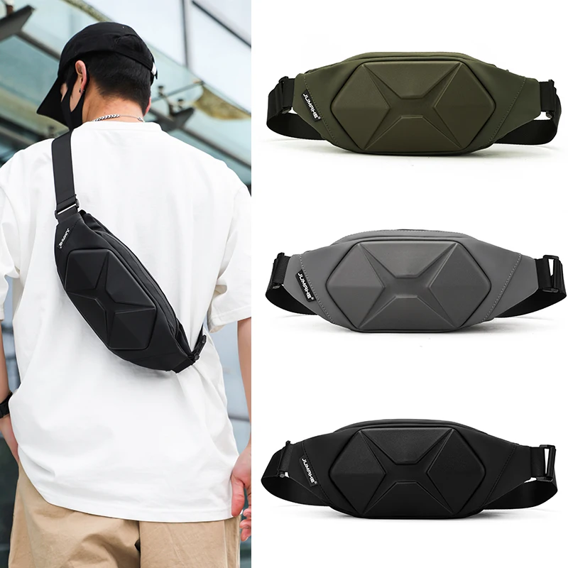 Designer Hard Shell Chest Bag Fashion Waterproof Ride Waist Pack Men Belt Bags Casual Travel Boys Crossbody Chest Pack Phone Bag