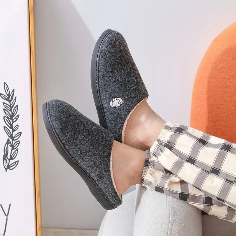 

Мужские очень большие теплые плюшевые хлопковые тапочки для дома, модные удобные домашние тапочки, термопушистые зимние тапочки на толстой подошве