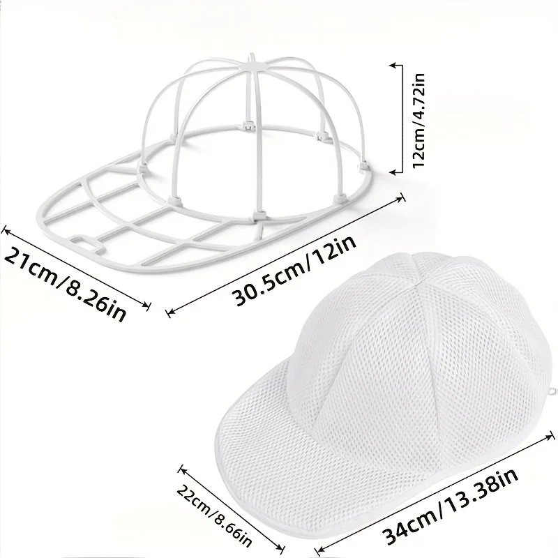 Reusable Hat Washing Cage with Anti-deformation Cap Holder and Mesh Storage Bag - Durable Plastic Material, Suitable