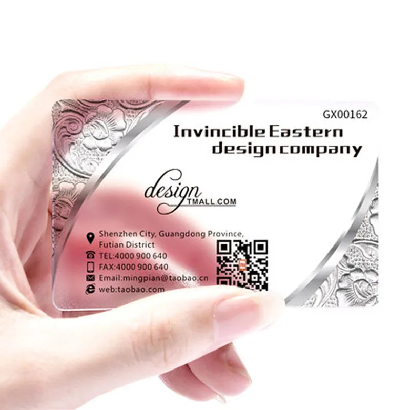 

1000 pcs designer Customized clear PVC business card / Transparent plastic business card / clear business card