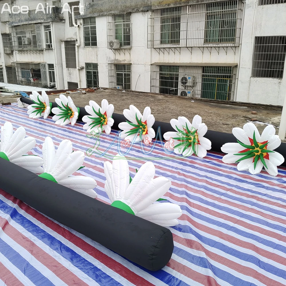 6 metros de comprimento RGB inflável flor corrente tiras infláveis de flores para exibição de palco de dia dos namorados ou casamento