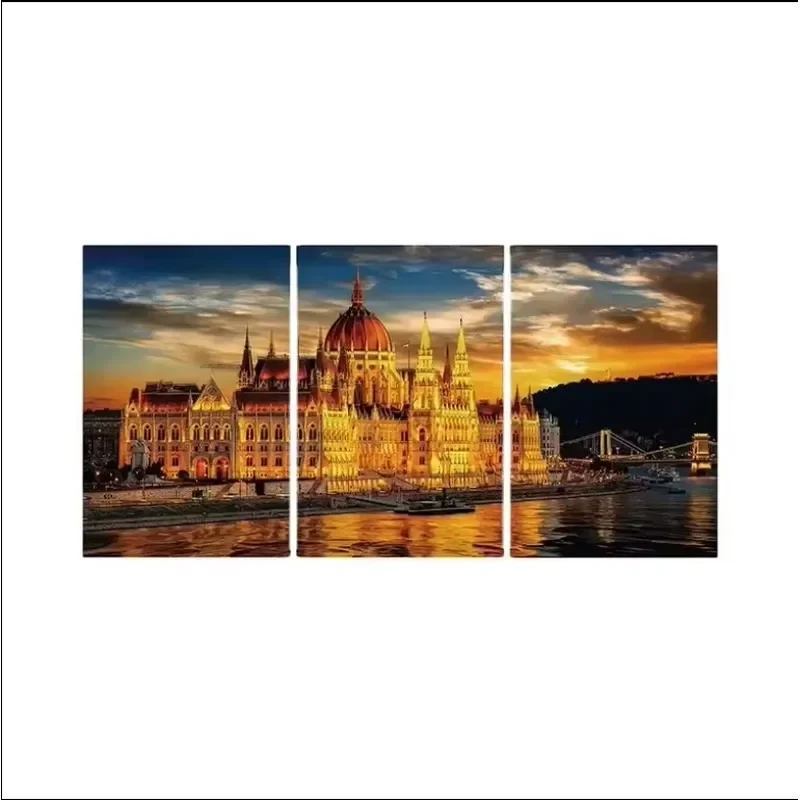 Hot Sale Modern Crystal Porcelain Painting Design Building City Landscape Wall Art for Living Room Decor Oil Medium