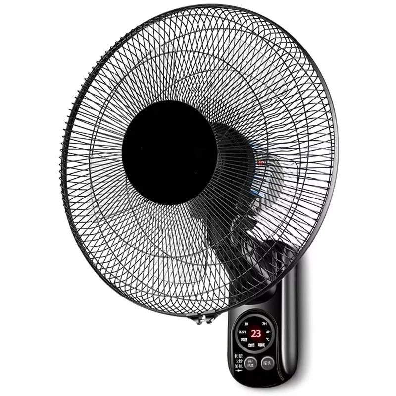 Wall-mounted Electric Fan Shaking Head Soft Sound Large Wind Wall-mounted Fan Remote Control Real-time Temperature Display