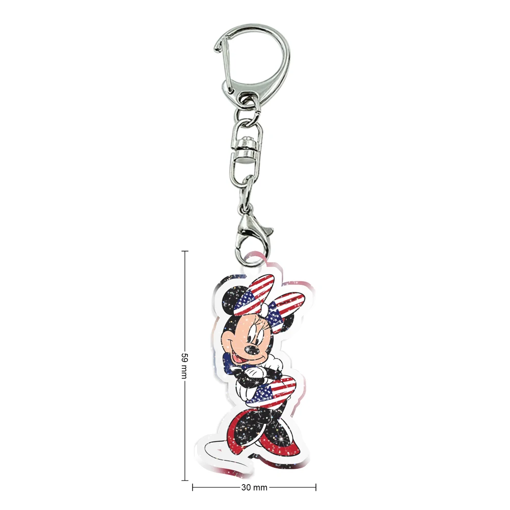 Glitter glitter Independence Day Disney Mickey  Keychain Cartoon  Acrylic Key Chain Photo Customized Transparent Printing Design