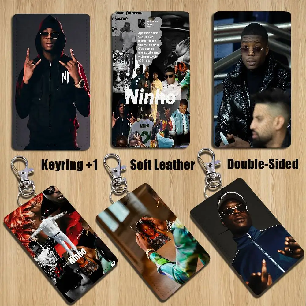 

Rapper GOAT Ninho COOL Rectangle ID Card Case Keychain Access Card Bag Key Tag Ring Leather Card Holder Key Ring Access