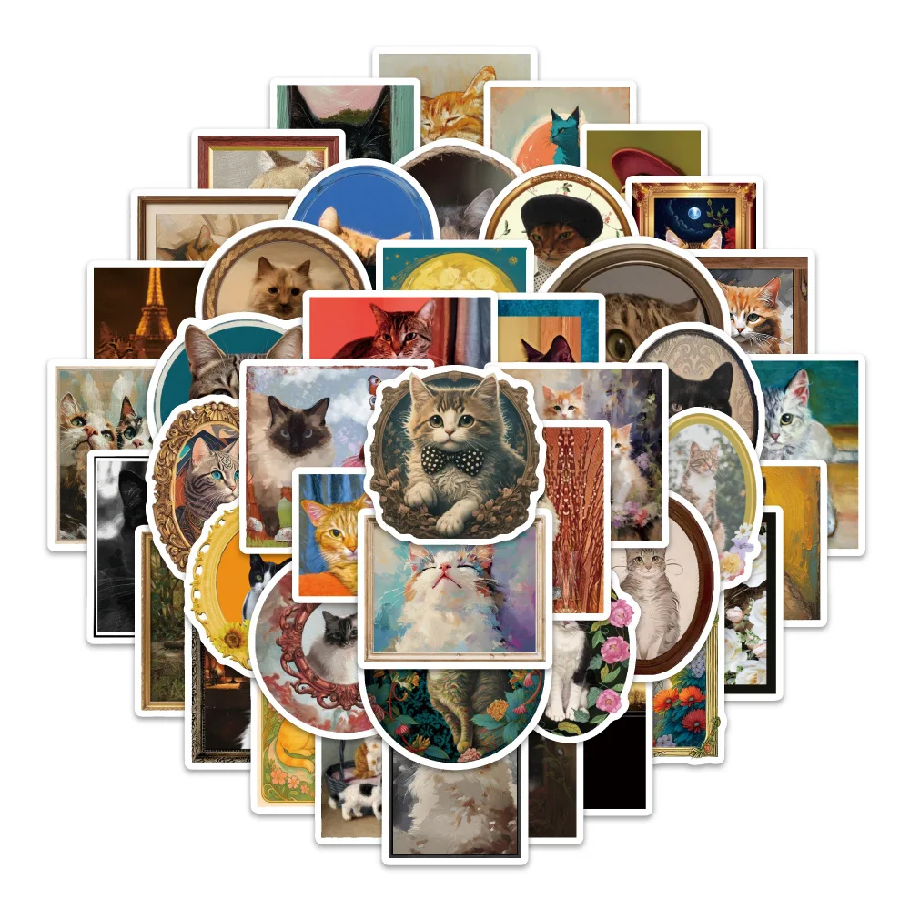 

60PCS Cat Photo Frame Graffiti Stickers Kawaii Cat Cartoon Decal Notebook Phone Guitar Cup Fridge Skateboard Waterproof Sticker