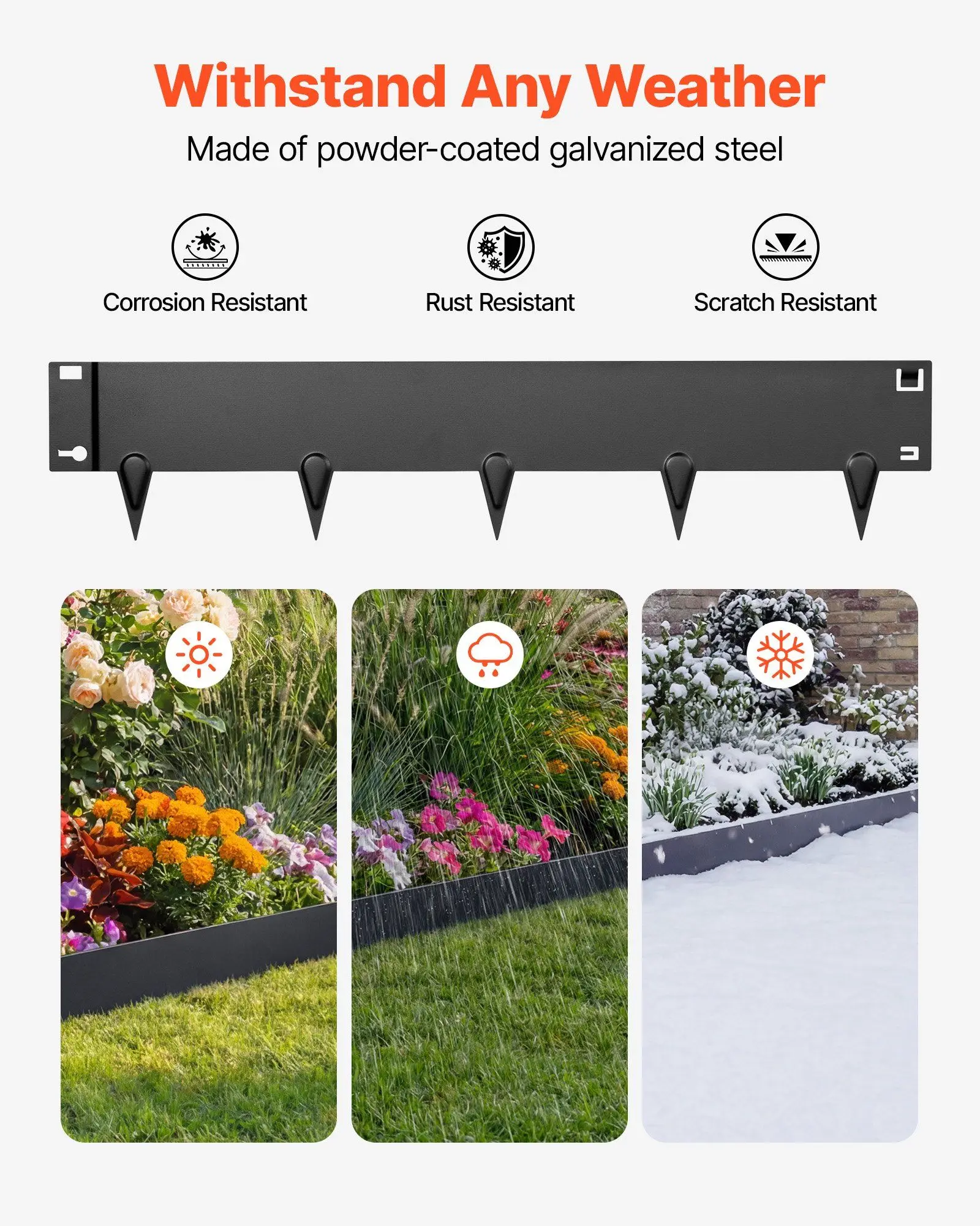 Galvanized Steel Landscape Edging, 6-Pack 40 x 8.15 Inch Metal Edging for Landscaping with Gloves, Easy-to-Install, Heavy Duty