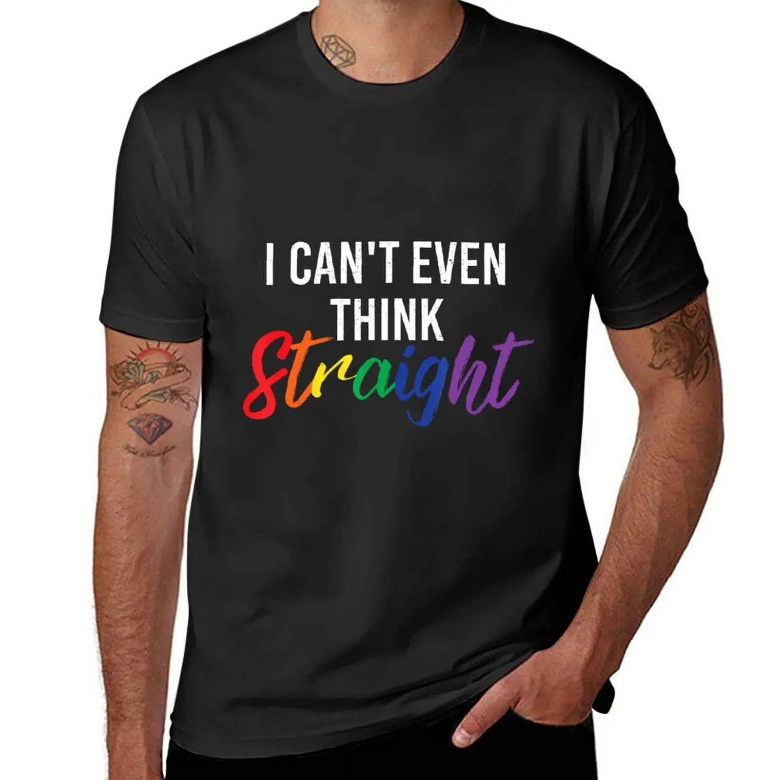 

New I Cant Even Think Straight Rainbow LGBT Merchandise Gift T-Shirt Tee shirt quick drying t-shirt Men's t-shirts