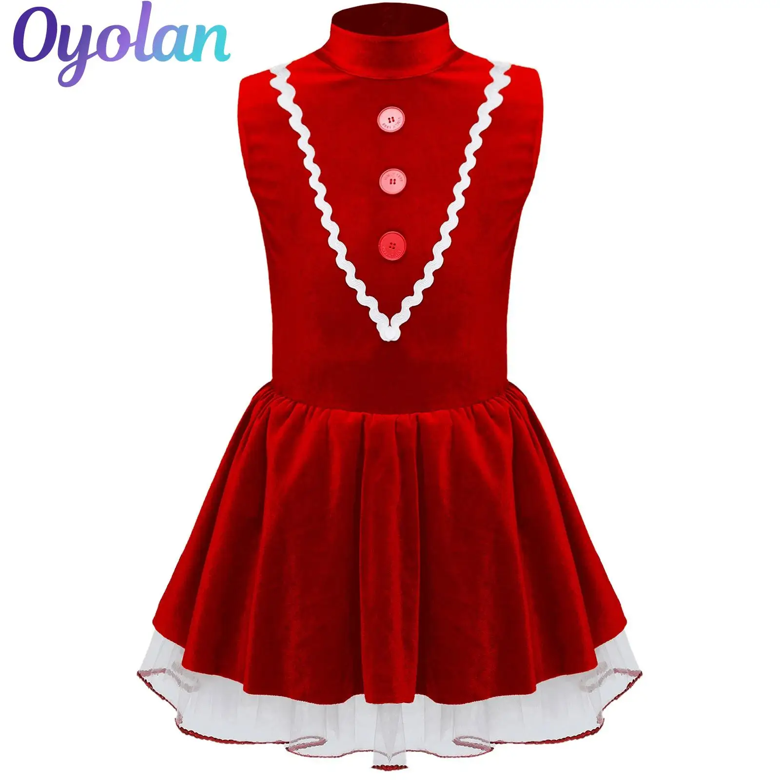 

Girls Gingerbread Man Costume Christmas Gingerbread Cookies Cosplay Costume Velvet Ballet Tutu Dress Dance Leotard Jumpsuit