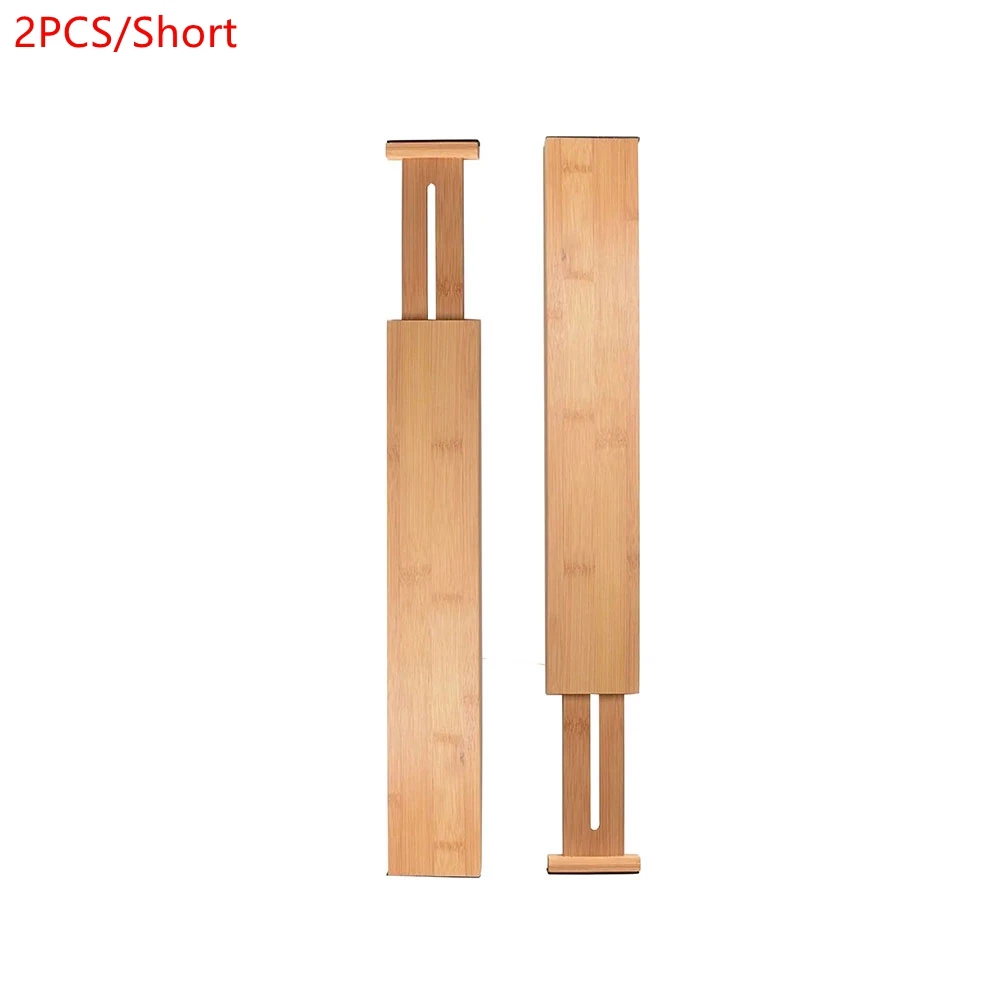 2/4PCS Bamboo Drawer Dividers Bedroom Kitchen Drawer Storage Adjustable Expandable Drawer Dividers For Cupboard Cabinet Wardrobe