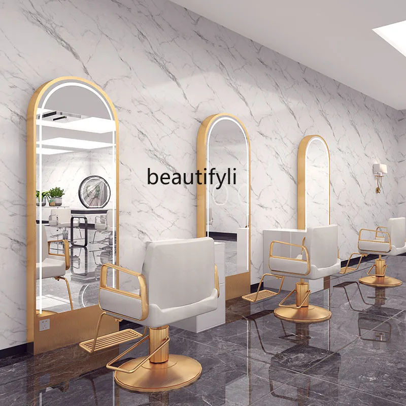 Barber Shop Single-Sided Wall Simple and Light Luxury Stainless Steel Hair Saloon Dedicated Double-Sided Hair Cutting Mirror