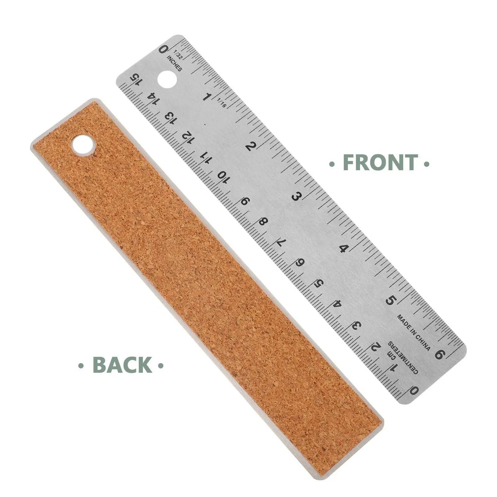 2 Pcs Cork Ruler Flexible Tools for Mechanics Stainless Woodworking Rulers with Student