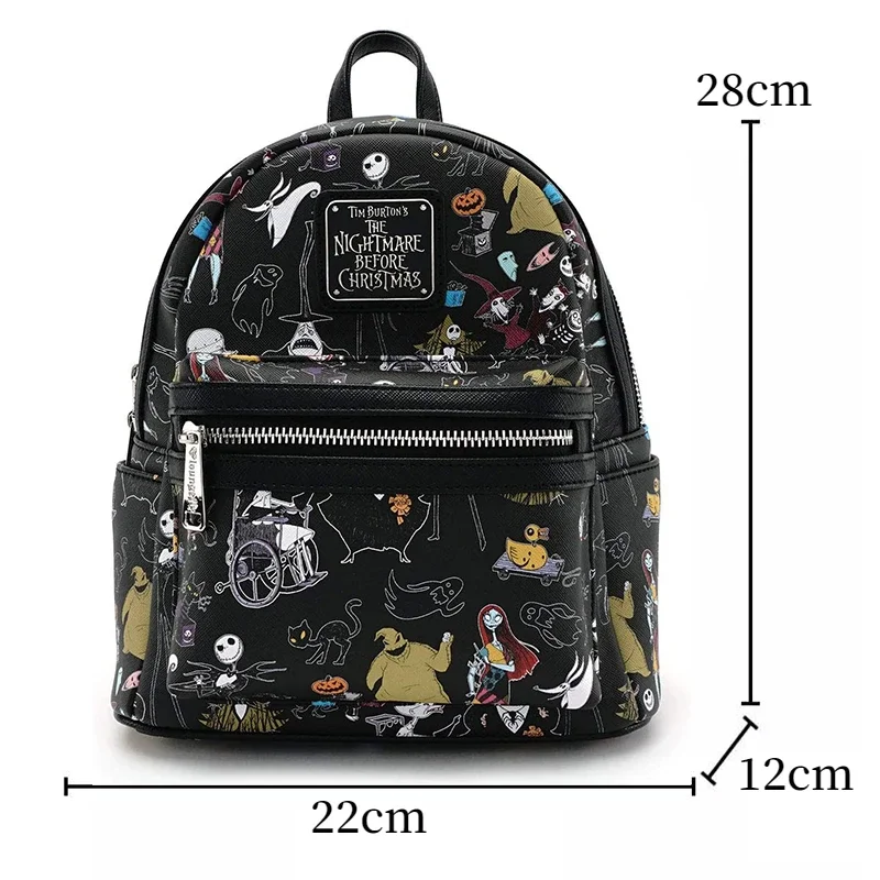 The Nightmare Before Christmas Allover Watercolor Character Print Mini Backpack Men\'s and Women\'s Backpack Casual Schoolbag