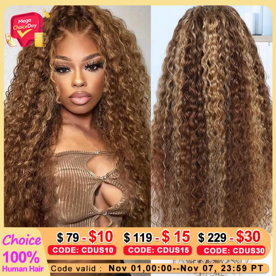 

220 Density 4/27 Highlights Ombre Blonde Human Hair 13x6 13x4 Deep Wave Hd Lace Front Wig Blonde Curly Hair Lace Wigs for Women