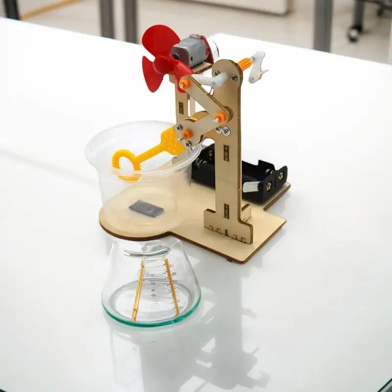 1 مجموعة ألعاب التعلم المبكر التكنولوجيا خشبية DIY اليد مكرنك آلة فقاعة لعبة للأطفال العلوم تجربة وسائل تعليمية #5