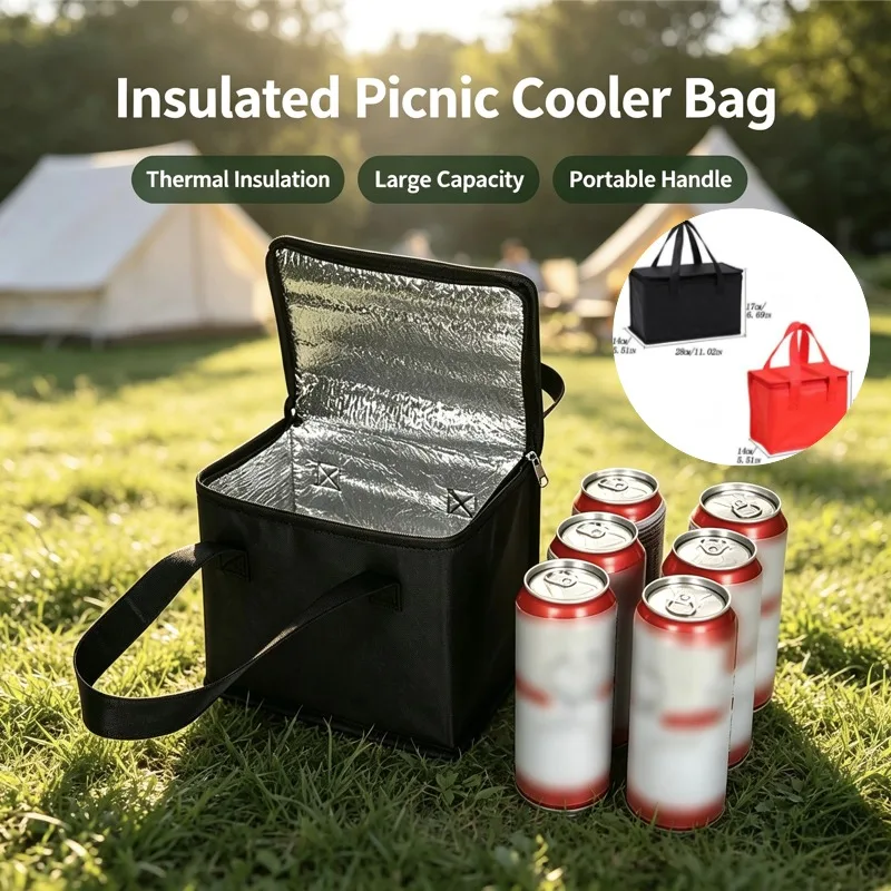 Isolierte Lunch-Tasche Tragbare Kühltasche für Bier Getränke Picknick Reise Thermische Aufbewahrungstasche Lebensmittel-Aufbewahrungsbehälter