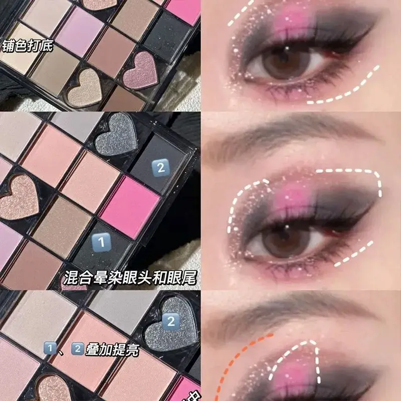 لوحة ظلال عيون بيا بلاكينيد على شكل قلب غير لامعة بيرليسسينت جليتر ترتر لون أرضي مكياج عيون سموكي